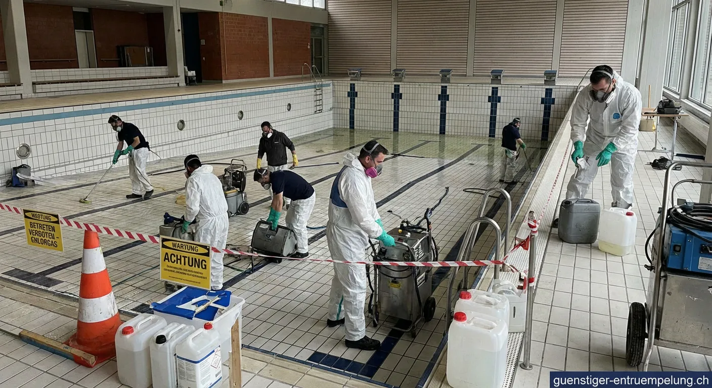 Professionelle Reinigung eines chlorhaltigen Badebereichs