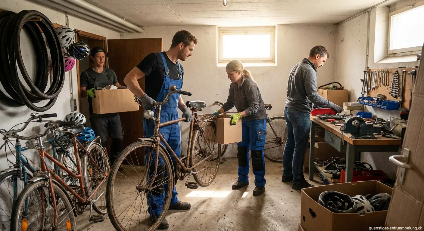 Aufgeräumter Fahrradkeller nach professioneller Entrümpelung