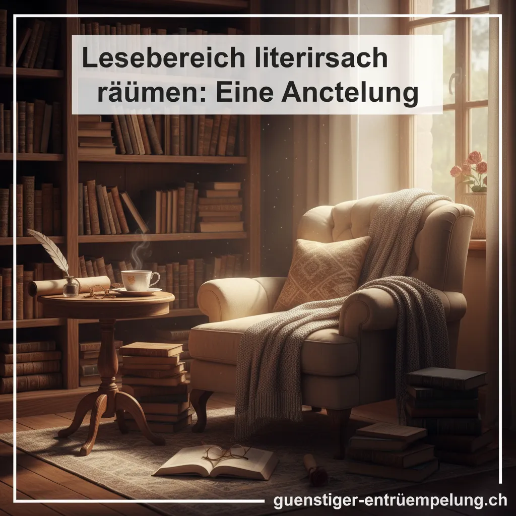 Ein ordentlicher und gemütlich eingerichteter Lesebereich mit Bücherregal und Sessel.