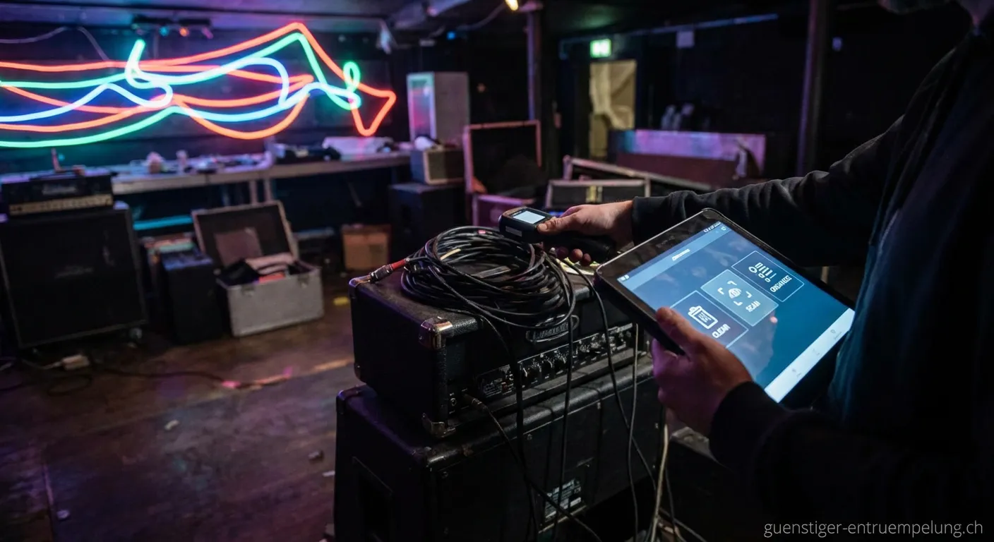 Professionelles Team beim elektronischen Räumen eines Ravebereichs